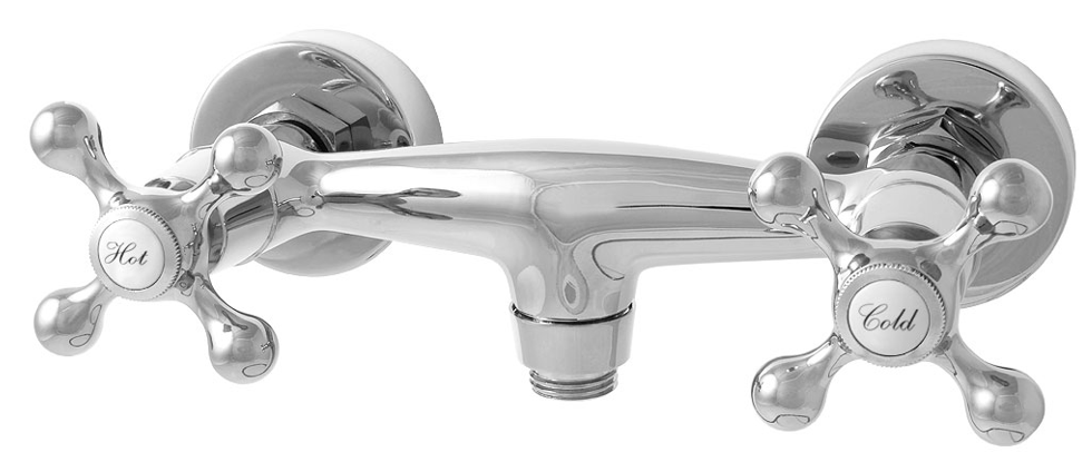Two shower knobs to control water temperature